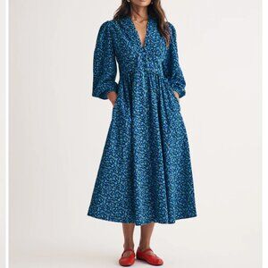 Blue Ditsy Floral Cord Starlight Midi Dress